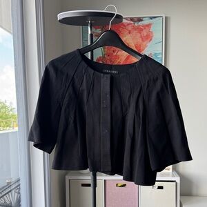 Theory Black Pleated Crop Jacket Top